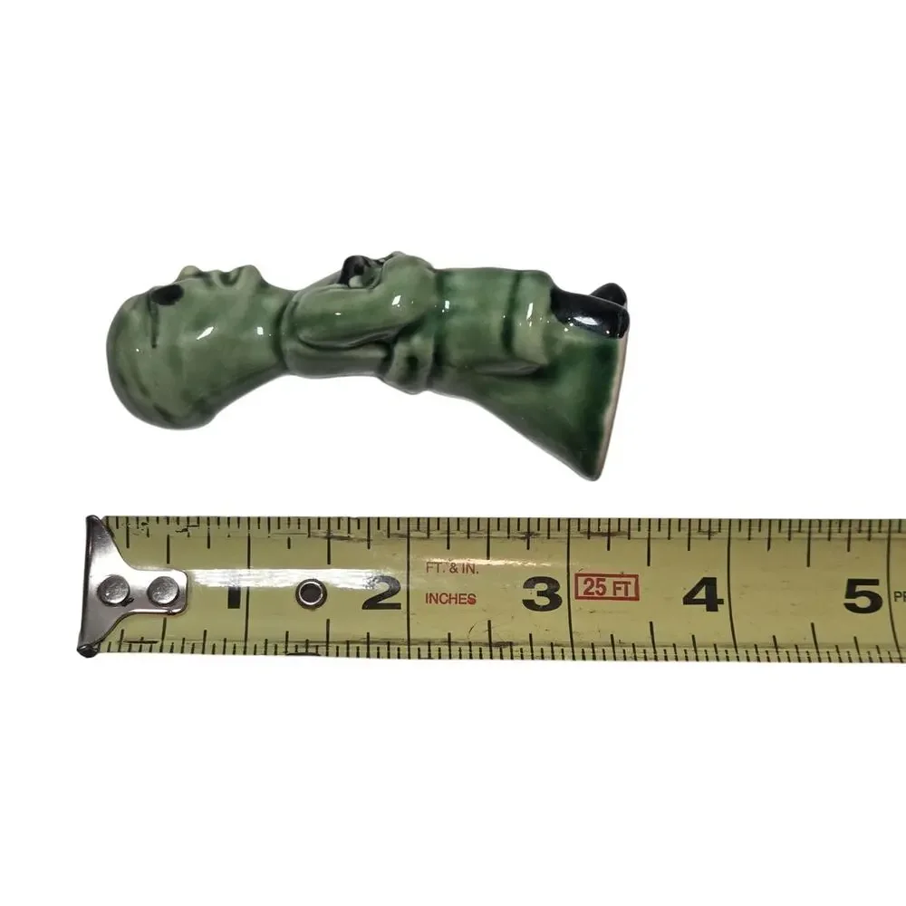 Vintage MCM Green Pirate Salt & Pepper Shakers Ceramic Figural Pair